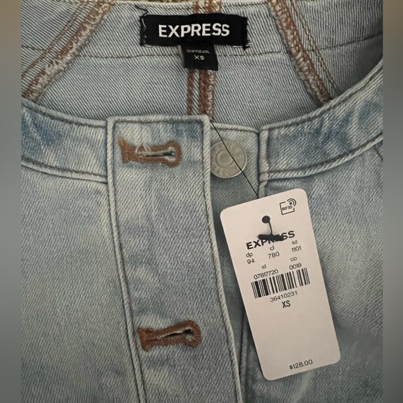 NWT Express Denim Padded Shoulder Mini Dress - Picture 6 of 6